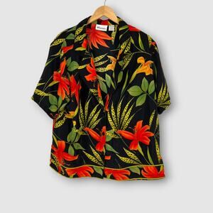 90s Vintage Millenium Hawaiian Floral Button Up Shirt Size 20